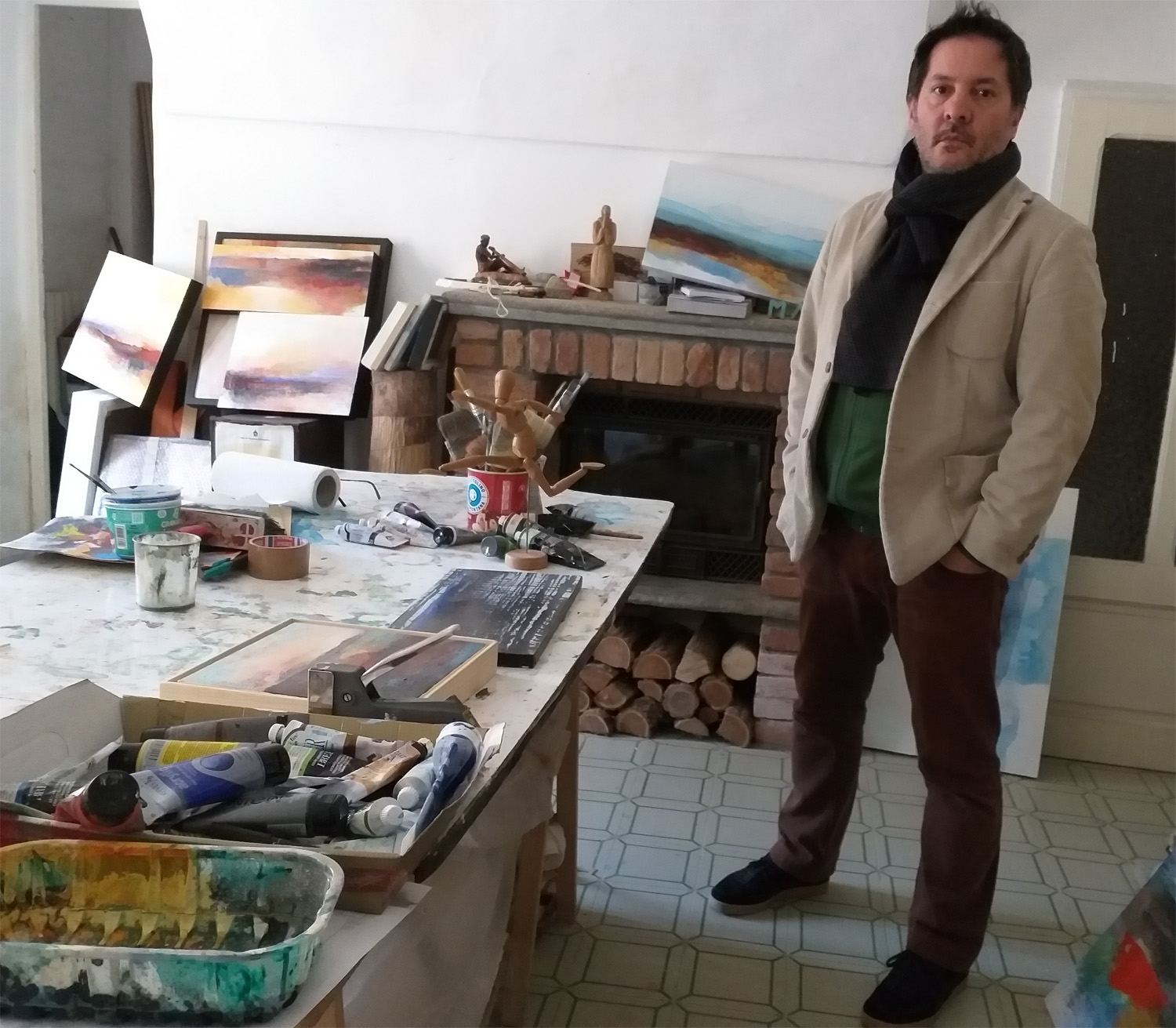 Mine , the studio -cave of Sergio Aiello contemporary visual artist of Abstract Contemporary Landscape Paintings at https://www.sergioaiello.com