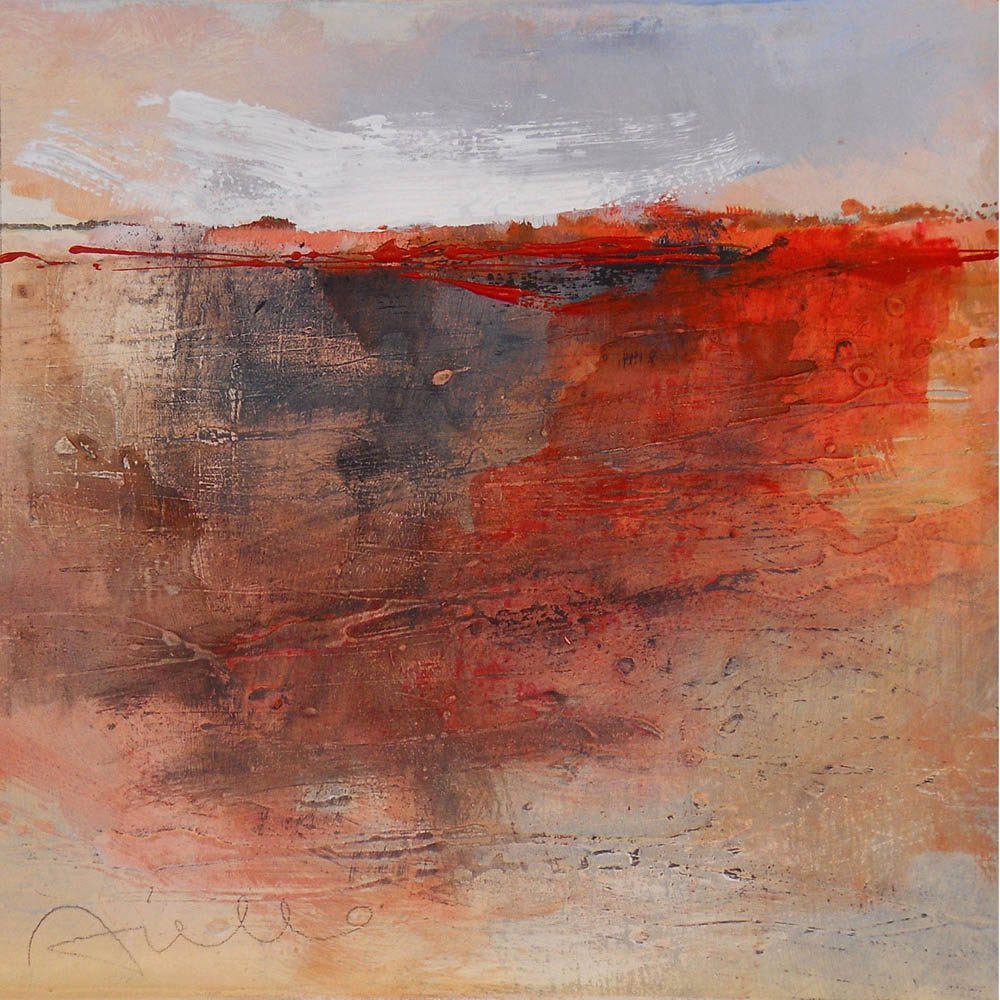 Paesaggio in Rosso, acrílico sobre lienzo, pinturas de paisajes abstractos del artista contemporáneo Sergio Aiello en sergioaiello.com