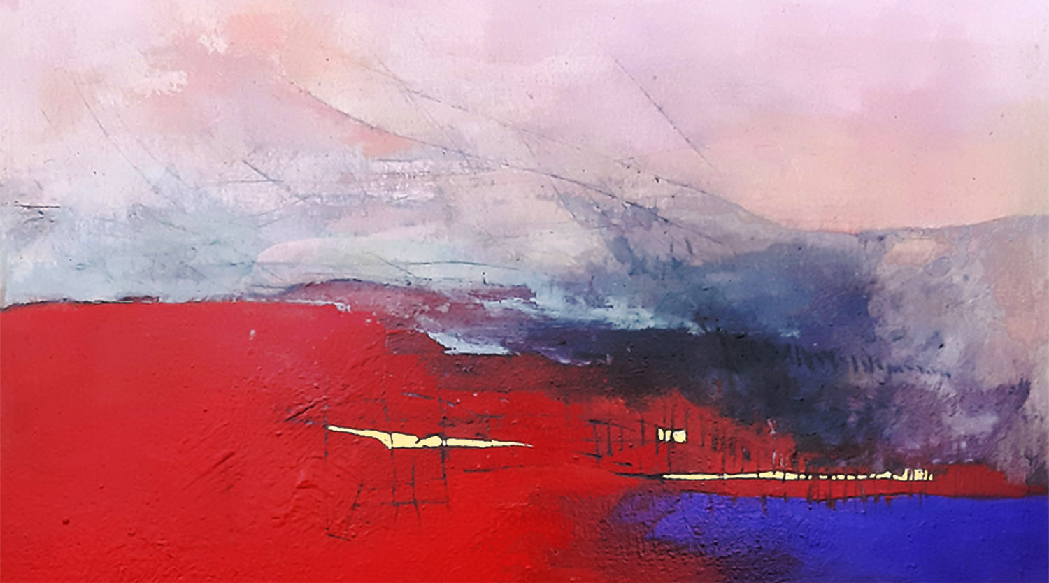 Paesaggio in Rosso,acrilico su tela, dipinti di paesaggi astratti di Sergio Aiello artista contemporaneo al sito sergioaiello.com
